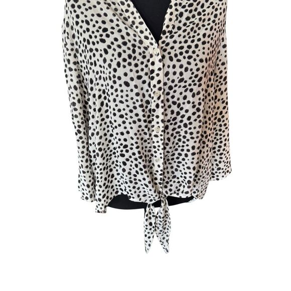 Chico's Soft Dotted Polkadot Black And White Front Tie Size 2 Xl - Picture 2 of 8